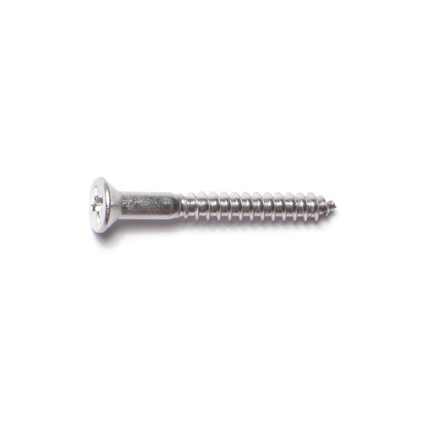Midwest Fastener Wood Screw, #6, 1-1/4 in, Plain 18-8 Stainless Steel Flat Head Phillips Drive, 25 PK 79123 - main